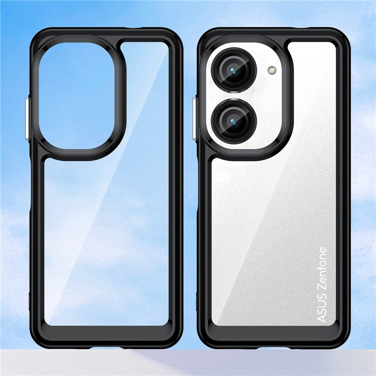 For Asus Zenfone 9 5G / 10 5G TPU + Acrylic Clear Back Phone Protective Case Anti-drop Anti-scratch Back Cover - Black