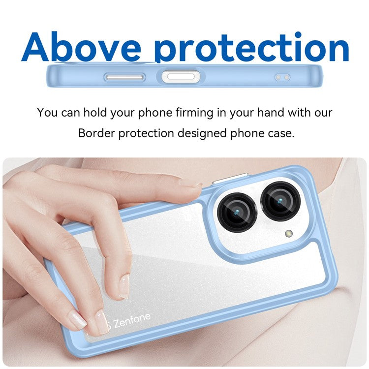 For Asus Zenfone 9 5G / 10 5G TPU + Acrylic Clear Back Phone Protective Case Anti-drop Anti-scratch Back Cover - Blue