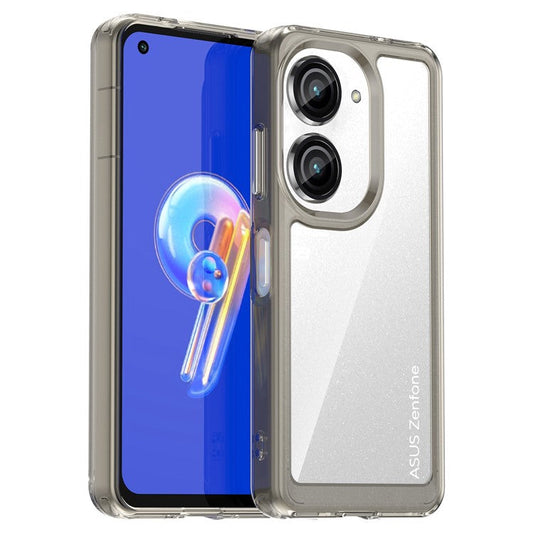 For Asus Zenfone 9 5G / 10 5G TPU + Acrylic Clear Back Phone Protective Case Anti-drop Anti-scratch Back Cover - Transparent Grey