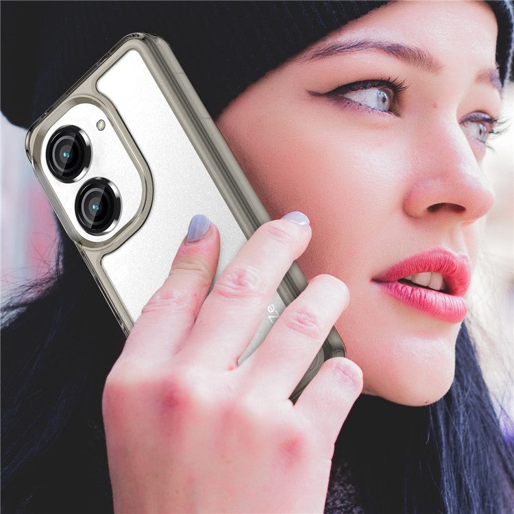 For Asus Zenfone 9 5G / 10 5G TPU + Acrylic Clear Back Phone Protective Case Anti-drop Anti-scratch Back Cover - Transparent Grey