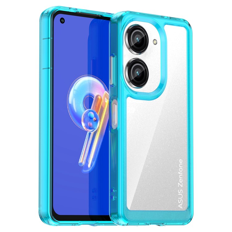 For Asus Zenfone 9 5G / 10 5G TPU + Acrylic Clear Back Phone Protective Case Anti-drop Anti-scratch Back Cover - Transparent Blue