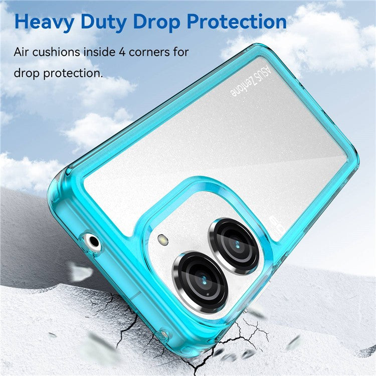 For Asus Zenfone 9 5G / 10 5G TPU + Acrylic Clear Back Phone Protective Case Anti-drop Anti-scratch Back Cover - Transparent Blue