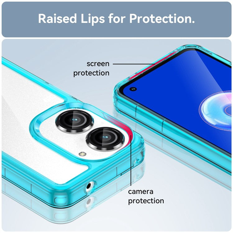 For Asus Zenfone 9 5G / 10 5G TPU + Acrylic Clear Back Phone Protective Case Anti-drop Anti-scratch Back Cover - Transparent Blue