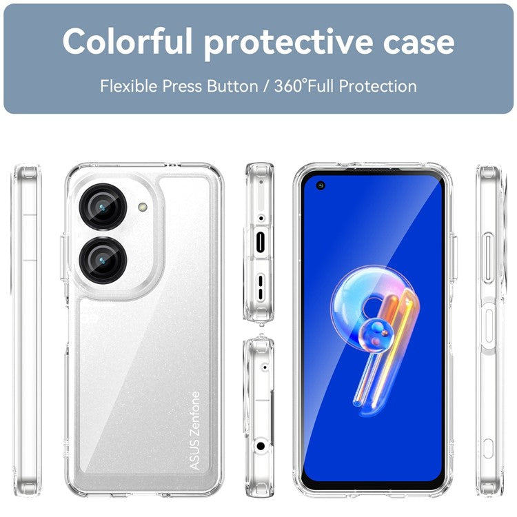For Asus Zenfone 9 5G / 10 5G TPU + Acrylic Clear Back Phone Protective Case Anti-drop Anti-scratch Back Cover - Transparent