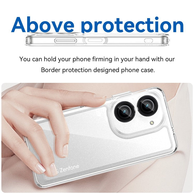 For Asus Zenfone 9 5G / 10 5G TPU + Acrylic Clear Back Phone Protective Case Anti-drop Anti-scratch Back Cover - Transparent