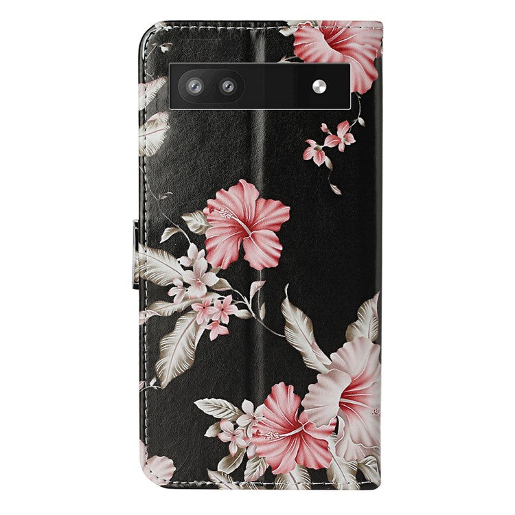 For Google Pixel 8a Case Leather Pattern Design Flip Wallet Phone Cover - Rhododendron