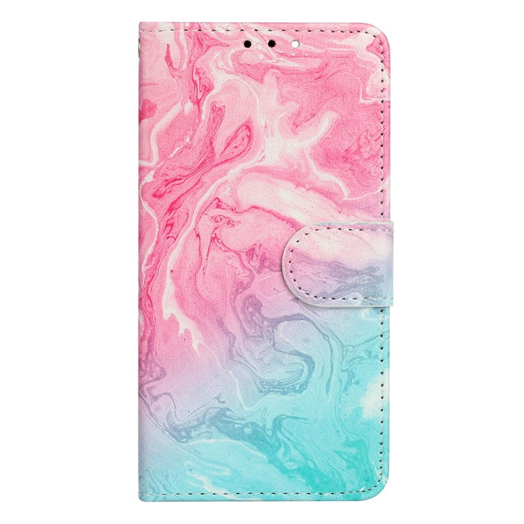 For Google Pixel 8a Case Leather Pattern Design Flip Wallet Phone Cover - Pink Green Marble