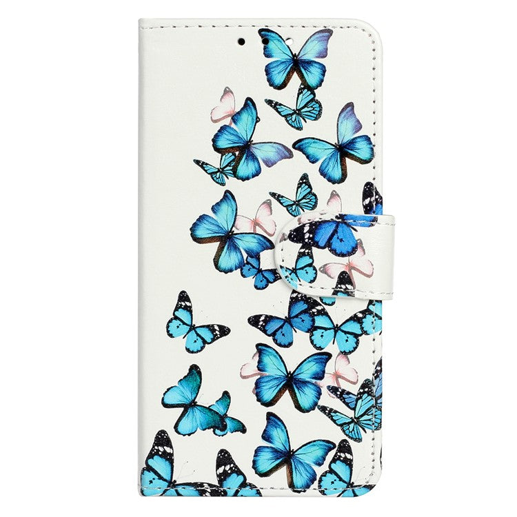 For Google Pixel 8a Case Leather Pattern Design Flip Wallet Phone Cover - Blue Butterfly