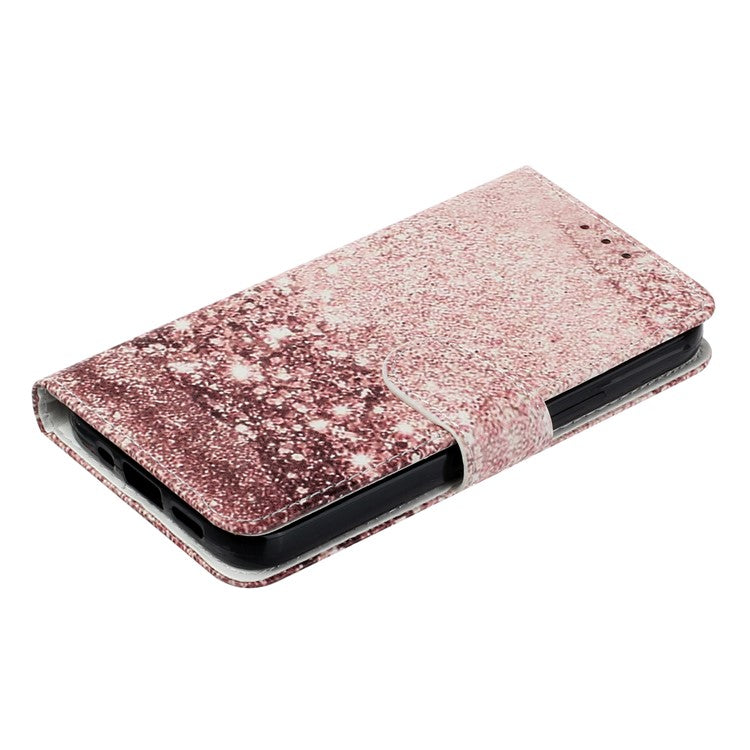 For Google Pixel 8a Case Leather Pattern Design Flip Wallet Phone Cover - Rose Gold Marble