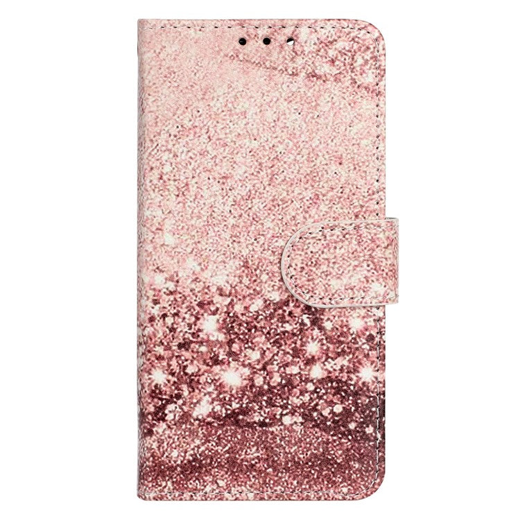 For Google Pixel 8a Case Leather Pattern Design Flip Wallet Phone Cover - Rose Gold Marble