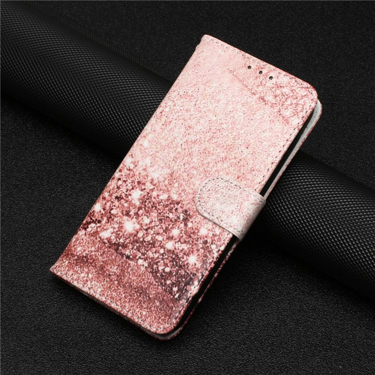 For Google Pixel 8a Case Leather Pattern Design Flip Wallet Phone Cover - Rose Gold Marble