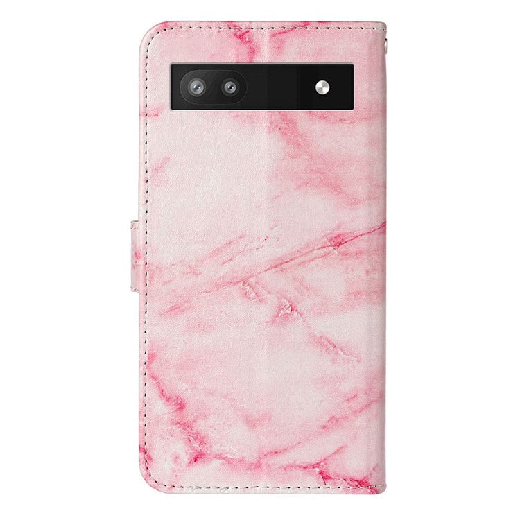 For Google Pixel 8a Case Leather Pattern Design Flip Wallet Phone Cover - Pink Marble