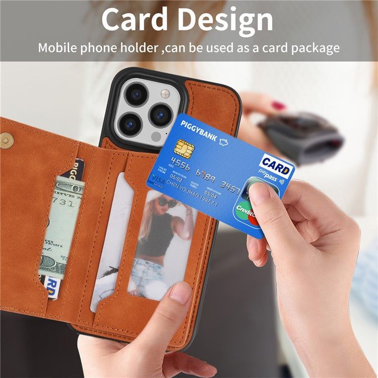For iPhone 16 Pro Case Line Imprinted Color Splicing Leather Phone Cover - Orange
