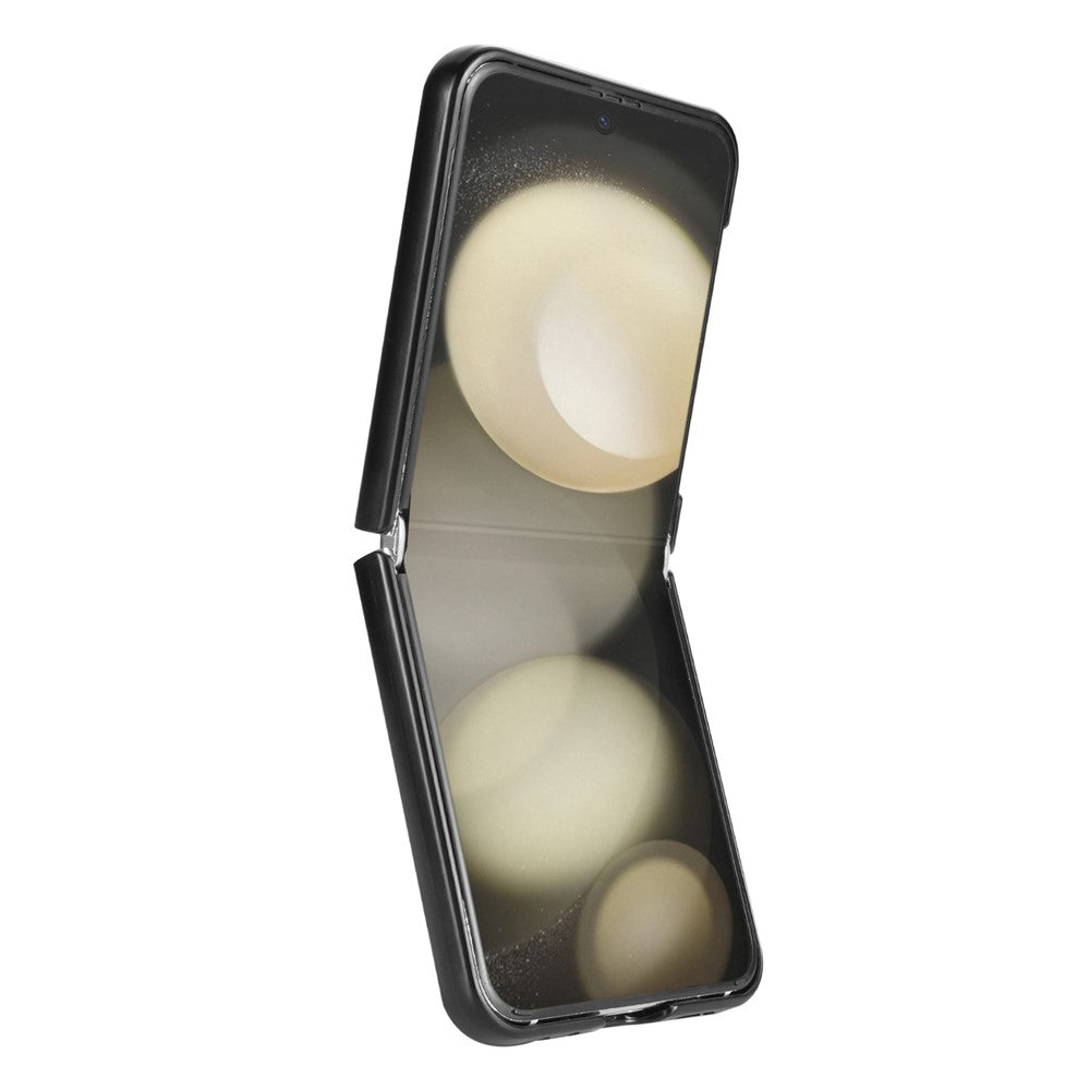 CSJ-P2 For Samsung Galaxy Z Flip7 FE 5G / Z Flip6 5G / Z Flip5 5G Case Stitching Leather Phone Cover Ring Kickstand - White