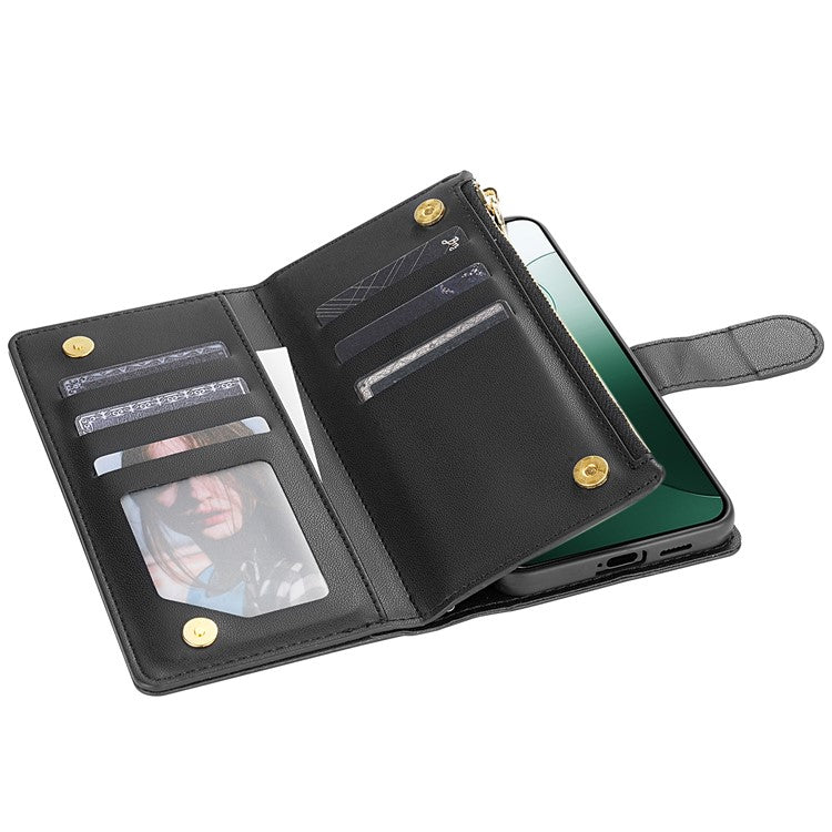 CSJ-P2 For Google Pixel 8 Pro Case Rhombus Stitching Design Leather Wallet Phone Cover with Long / Short Strap - Black