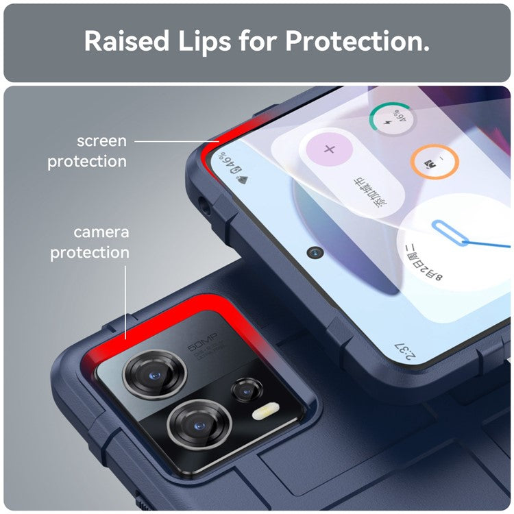 For Motorola Moto S30 Pro 5G Rugged Square Grid Protective Cover Thickened TPU Shockproof Phone Case - Blue