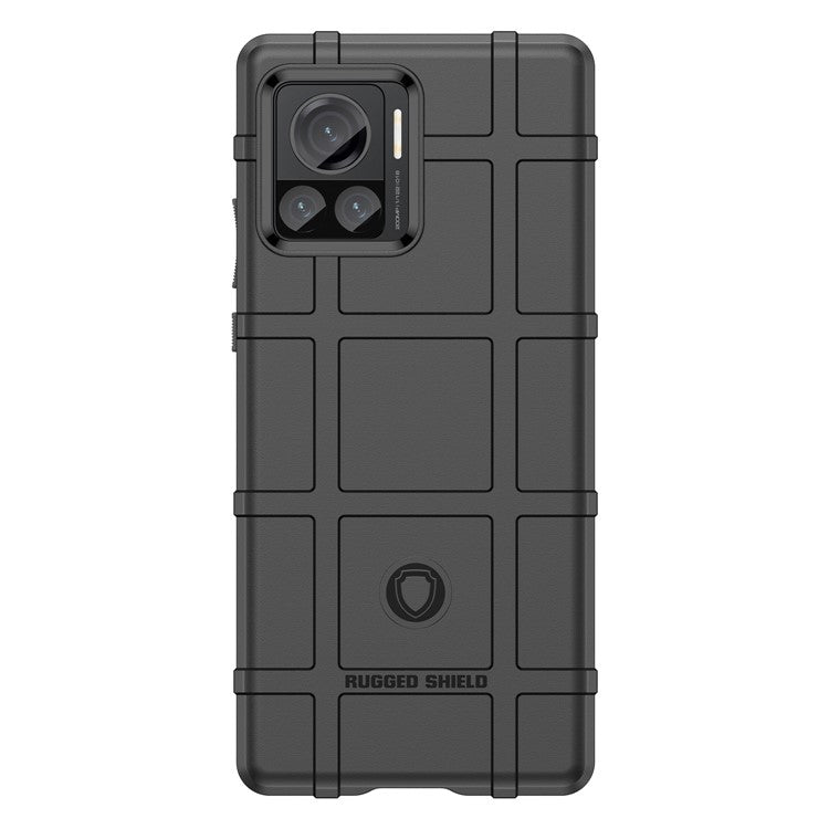 Mobile Phone Cover for Motorola Moto X30 Pro 5G / Edge 30 Ultra 5G, Rugged Square Grid Texture TPU Shockproof Phone Case - Black