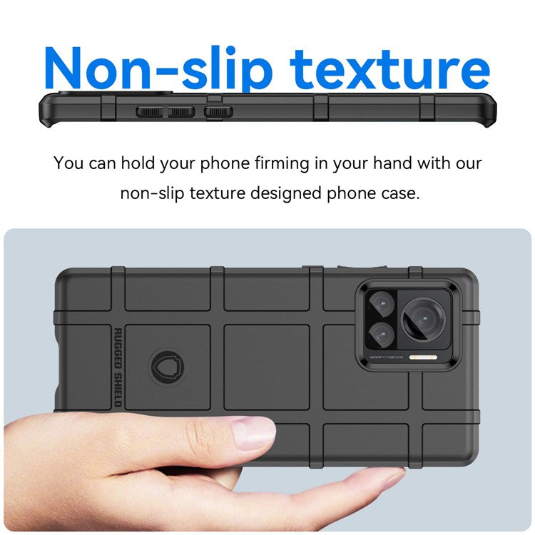 Mobile Phone Cover for Motorola Moto X30 Pro 5G / Edge 30 Ultra 5G, Rugged Square Grid Texture TPU Shockproof Phone Case - Black