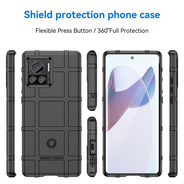 Mobile Phone Cover for Motorola Moto X30 Pro 5G / Edge 30 Ultra 5G, Rugged Square Grid Texture TPU Shockproof Phone Case - Black