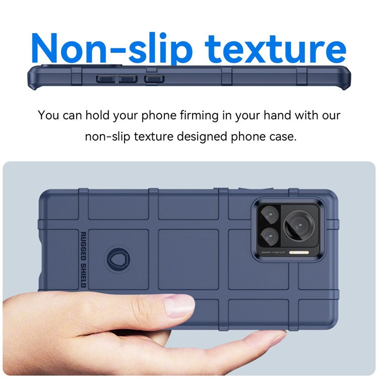 Mobile Phone Cover for Motorola Moto X30 Pro 5G / Edge 30 Ultra 5G, Rugged Square Grid Texture TPU Shockproof Phone Case - Blue