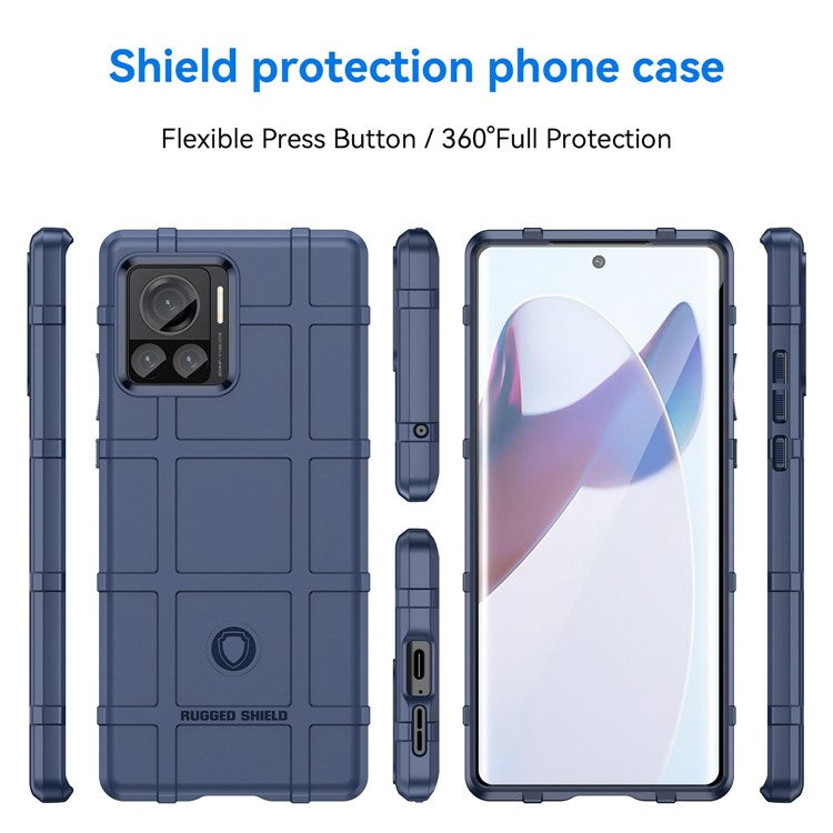 Mobile Phone Cover for Motorola Moto X30 Pro 5G / Edge 30 Ultra 5G, Rugged Square Grid Texture TPU Shockproof Phone Case - Blue