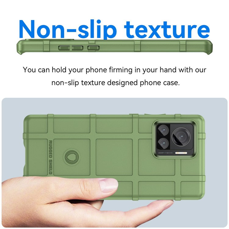 Mobile Phone Cover for Motorola Moto X30 Pro 5G / Edge 30 Ultra 5G, Rugged Square Grid Texture TPU Shockproof Phone Case - Green