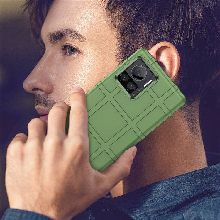 Mobile Phone Cover for Motorola Moto X30 Pro 5G / Edge 30 Ultra 5G, Rugged Square Grid Texture TPU Shockproof Phone Case - Green