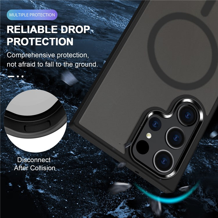 For Samsung Galaxy S24 Ultra Magnetic Case Skin-touch PC+TPU Phone Cover - Black