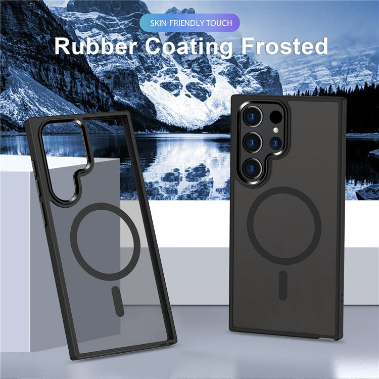 For Samsung Galaxy S24 Ultra Magnetic Case Skin-touch PC+TPU Phone Cover - Black
