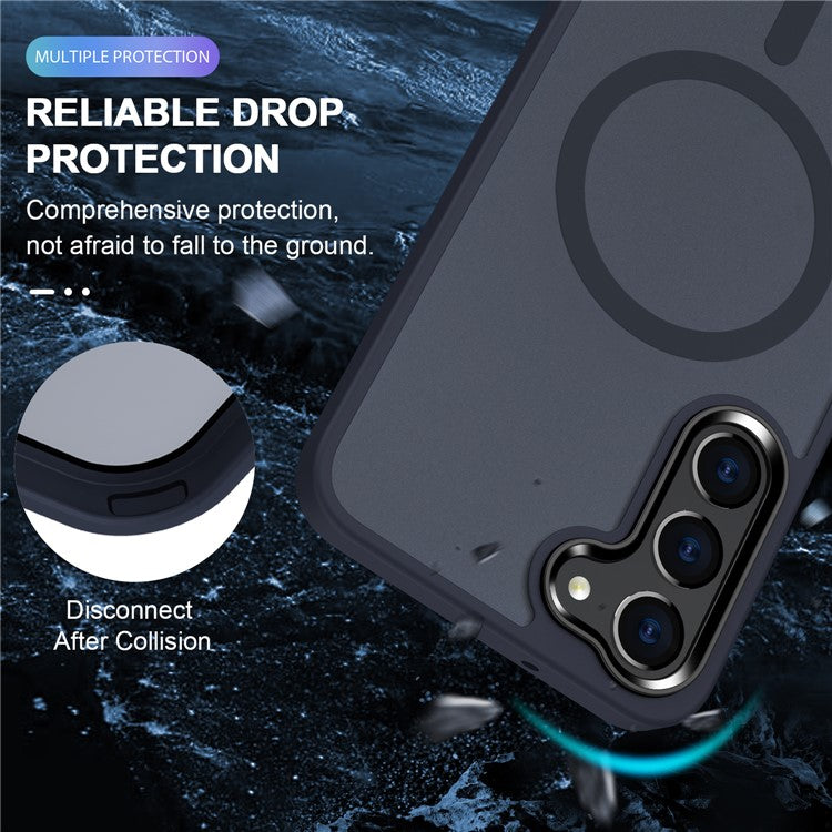 For Samsung Galaxy S23 Magnetic Phone Case PC+TPU Drop-proof Back Cover - Dark Blue