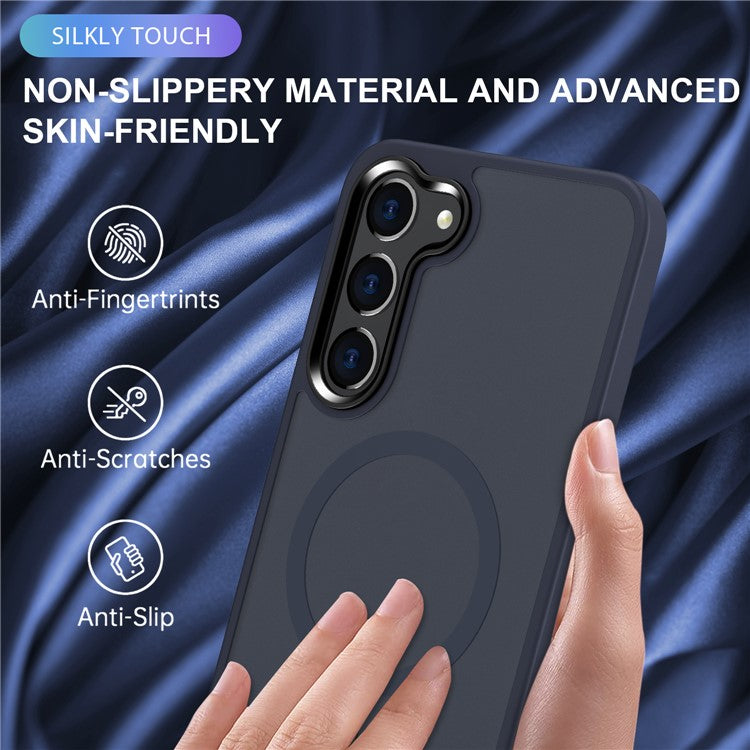 For Samsung Galaxy S23 Magnetic Phone Case PC+TPU Drop-proof Back Cover - Dark Blue