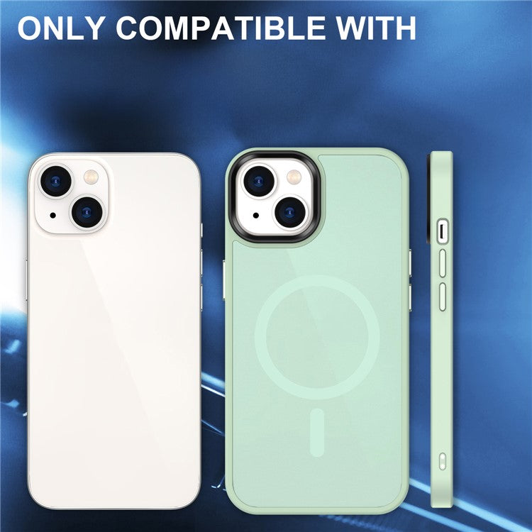 For-iPhone-14-/-13-Magnetic-Case-TPU+PC-Phone-Cover-Compatible-with-MagSafe---Light-Green