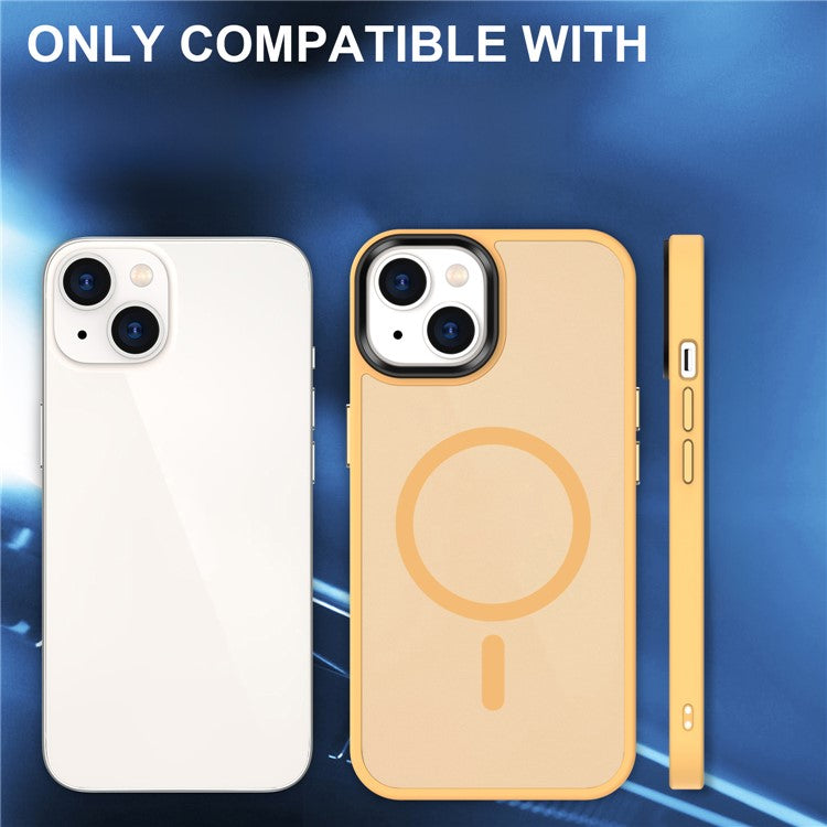 For-iPhone-14-/-13-Magnetic-Case-TPU+PC-Phone-Cover-Compatible-with-MagSafe---Orange