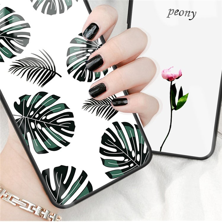 For iPhone 16 Case Tempered Glass+PC+TPU Lightweight Phone Protector - Pink Flowers