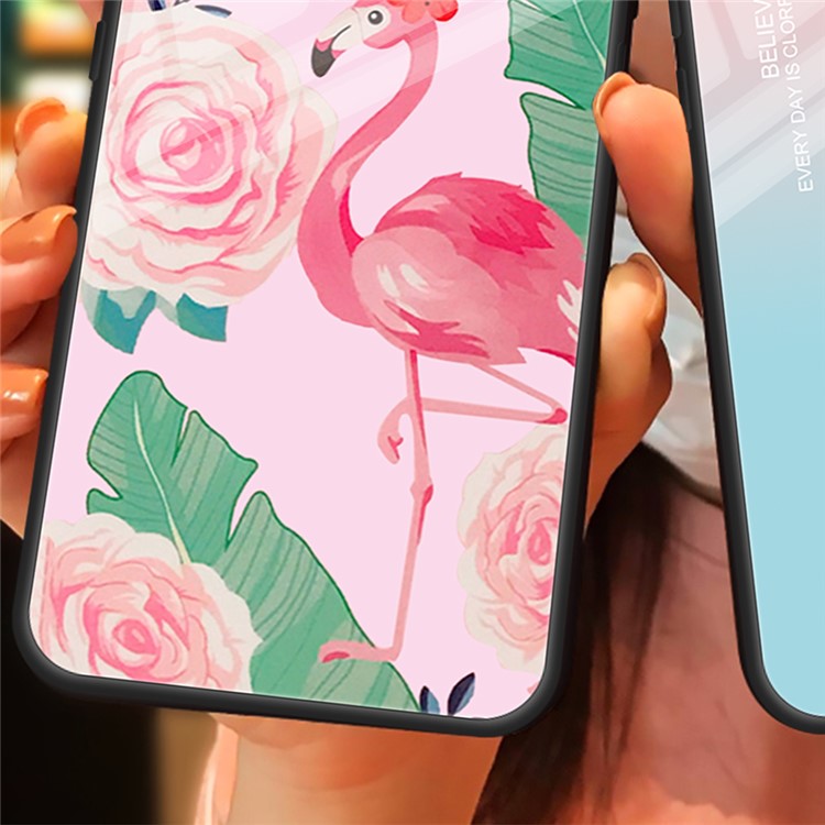 For iPhone 16 Case Tempered Glass+PC+TPU Lightweight Phone Protector - Pink Flowers