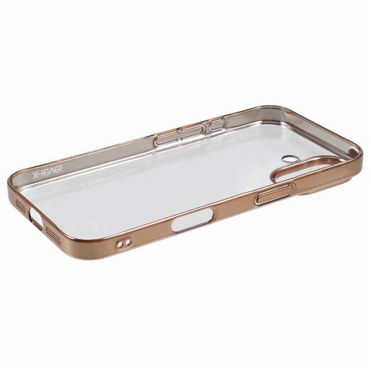 X-LEVEL For iPhone 16 Case Hard PC Transparent Shockproof Phone Cover - Gold