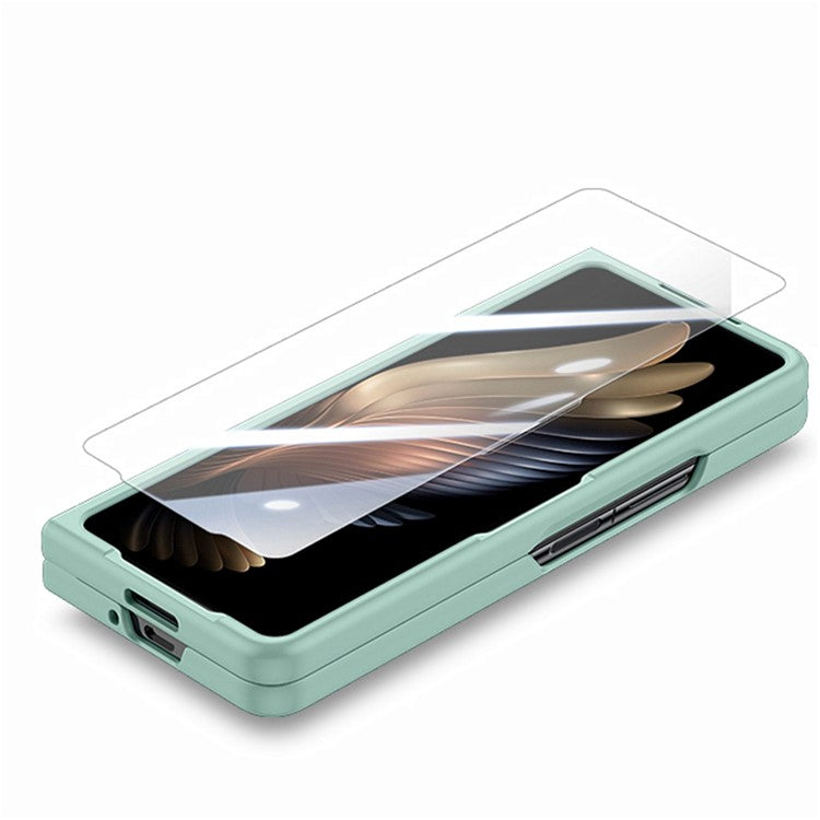 For Samsung Galaxy Z Fold6 5G Case Rubberized PC Phone Cover with Tempered Glass Film - Light Green