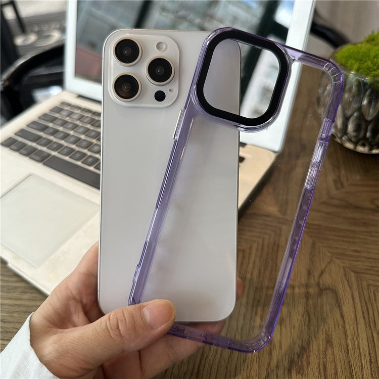 For iPhone 16 Pro Shockproof Case TPU+PC Crystal Clear Phone Cover - Purple
