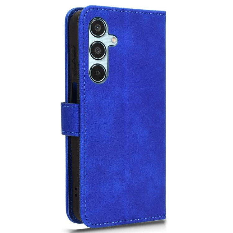 For Samsung Galaxy M35 5G Case Skin-Feel Leather Anti-Drop Wallet Flip Phone Cover - Blue