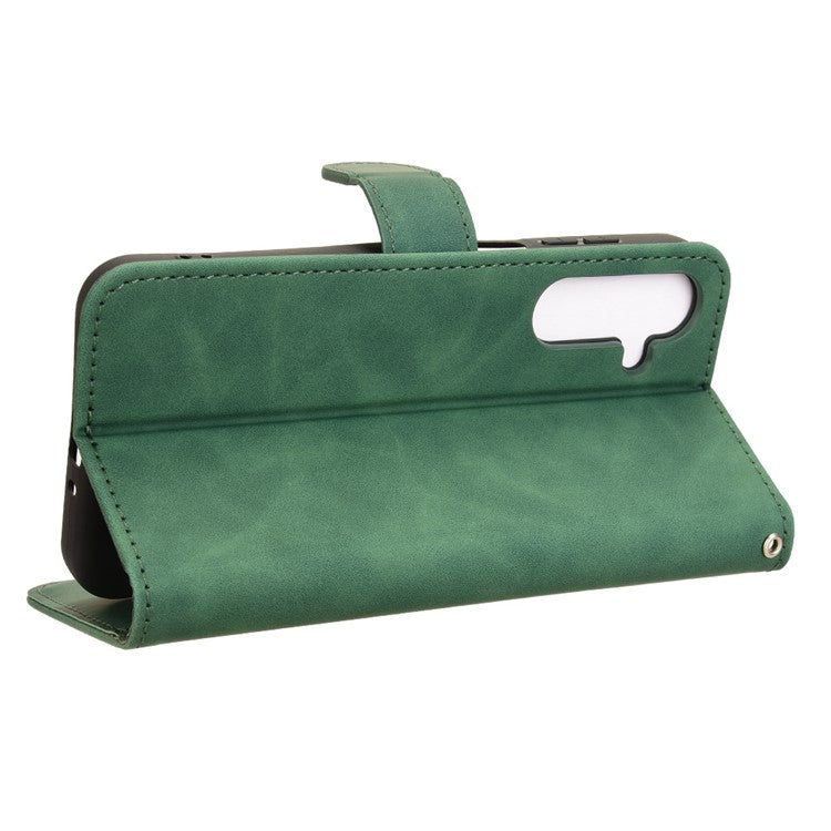 For Samsung Galaxy M35 5G Case Skin-Feel Leather Anti-Drop Wallet Flip Phone Cover - Green