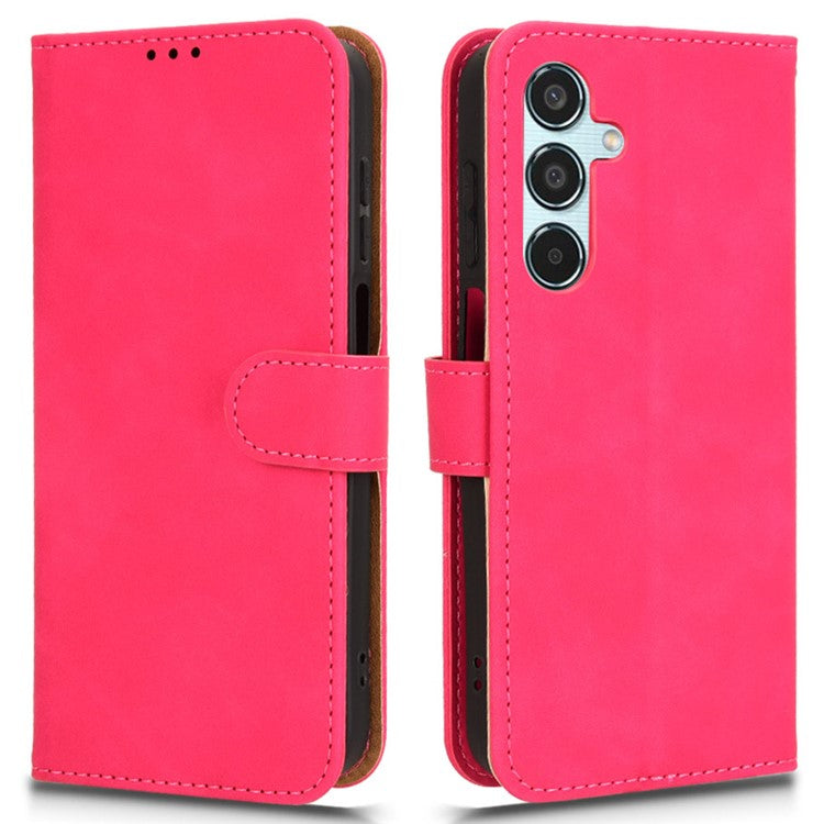 For Samsung Galaxy M35 5G Case Skin-Feel Leather Anti-Drop Wallet Flip Phone Cover - Rose
