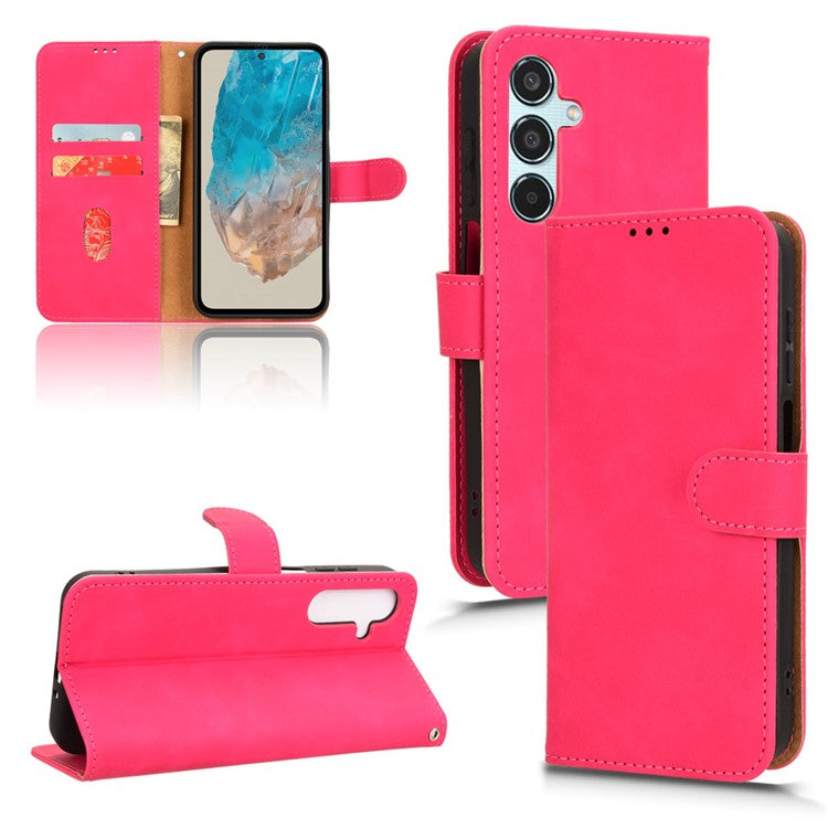 For Samsung Galaxy M35 5G Case Skin-Feel Leather Anti-Drop Wallet Flip Phone Cover - Rose