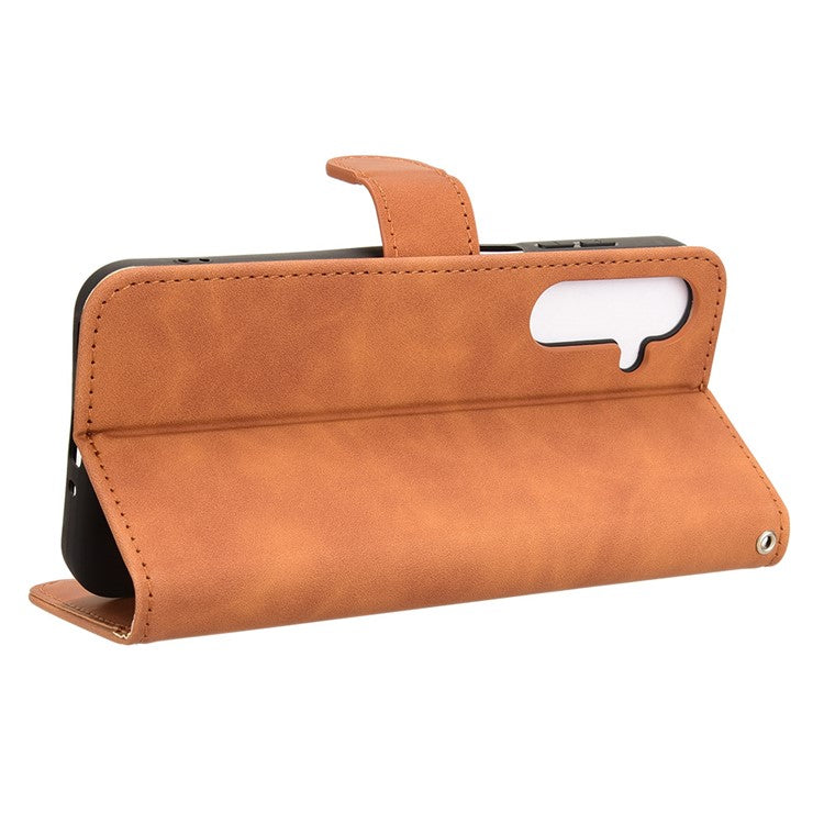 For Samsung Galaxy M35 5G Case Skin-Feel Leather Anti-Drop Wallet Flip Phone Cover - Brown