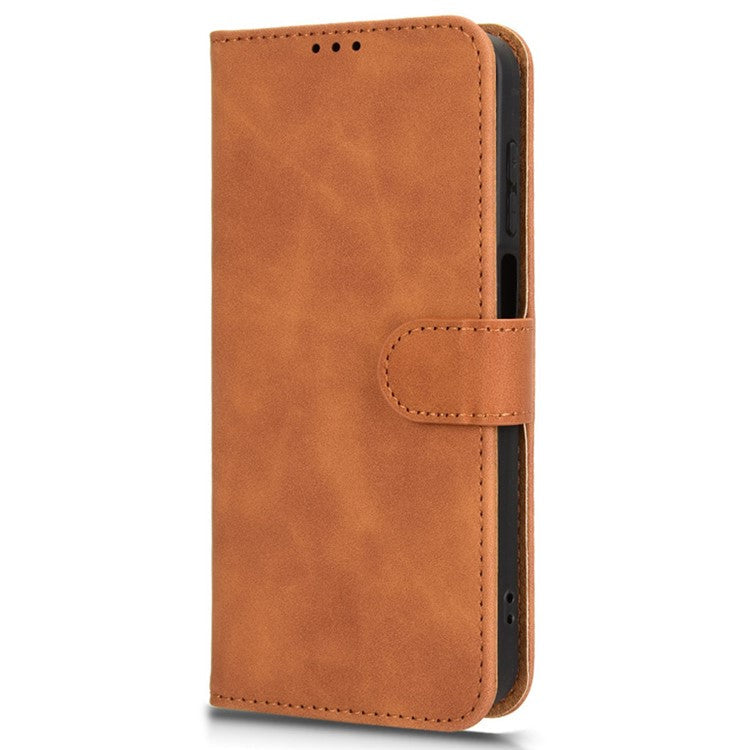 For Samsung Galaxy M35 5G Case Skin-Feel Leather Anti-Drop Wallet Flip Phone Cover - Brown