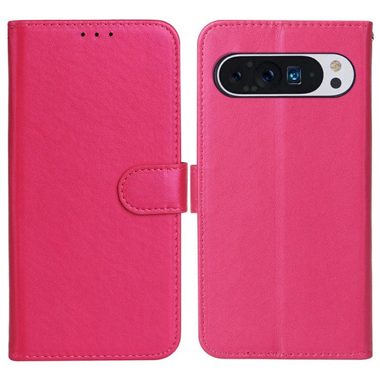 For Google Pixel 9 Pro / Pixel 9 Case Wallet Style Flip Leather Phone Cover Card Holder - Rose