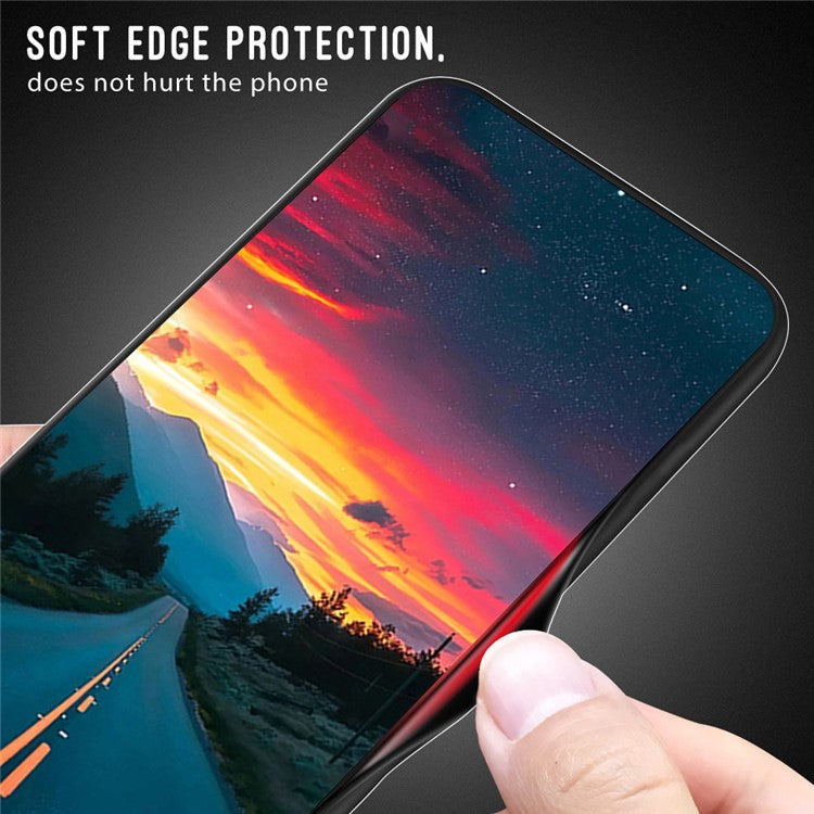 For iPhone 16 Pro Case Tempered Glass+TPU Phone Cover Carbon Fiber Texture - Black