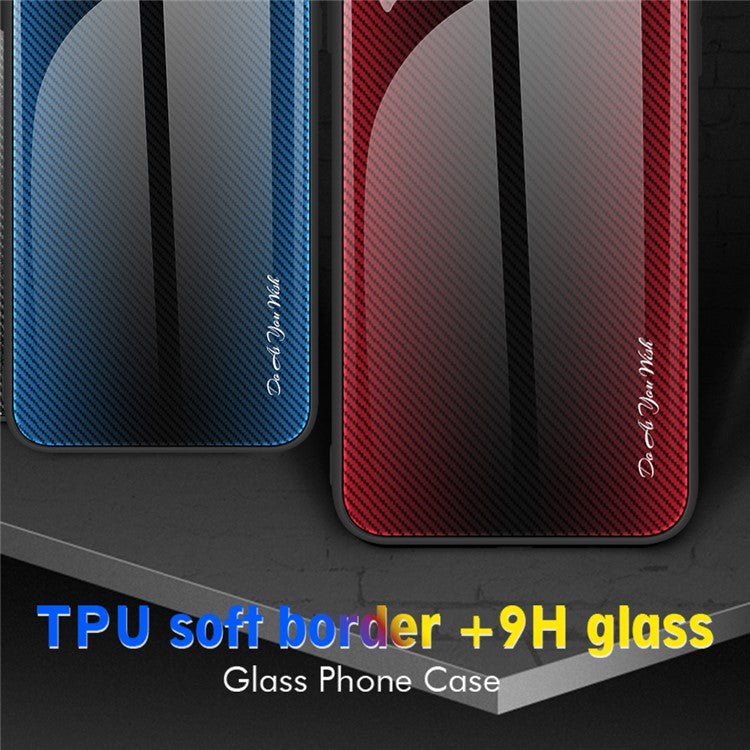 For iPhone 16 Pro Case Tempered Glass+TPU Phone Cover Carbon Fiber Texture - Black