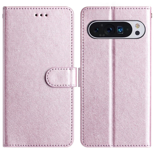For Google Pixel 9 / 9 Pro Case Silk Texture Anti-Fall Leather Wallet Stand Smartphone Cover - Light Purple