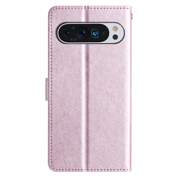 For Google Pixel 9 / 9 Pro Case Silk Texture Anti-Fall Leather Wallet Stand Smartphone Cover - Light Purple
