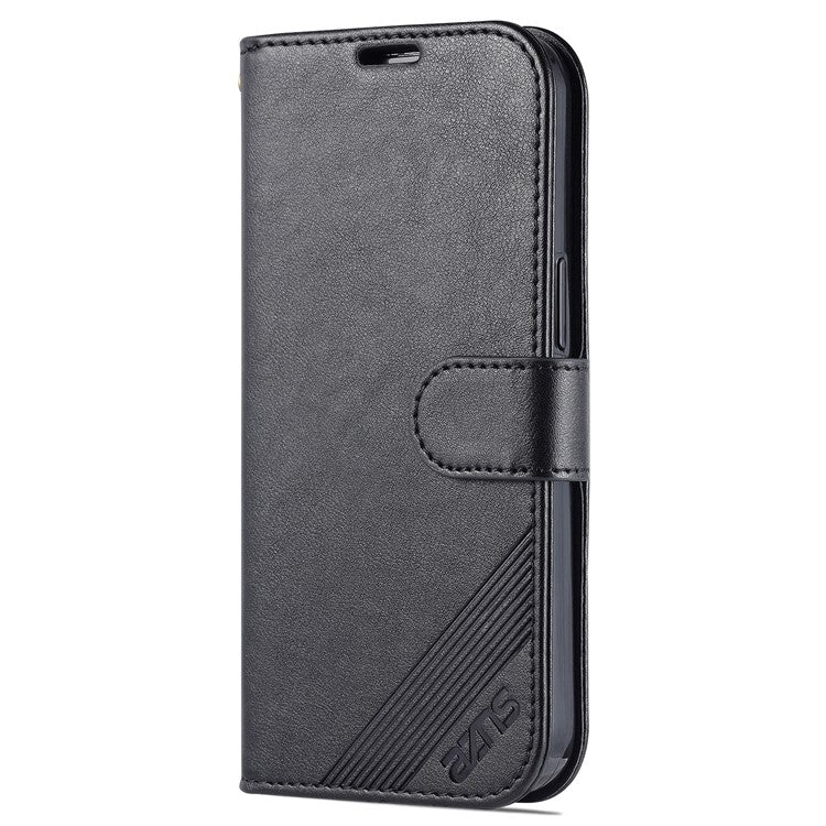 AZNS For iPhone 16 Pro Stand Case Anti-Drop PU Leather Wallet Phone Cover - Black